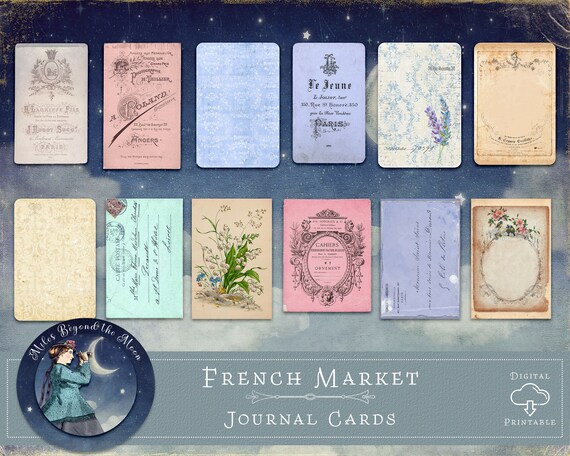 French Market Journal Cards: Vintage Ephemera (Digital Download)