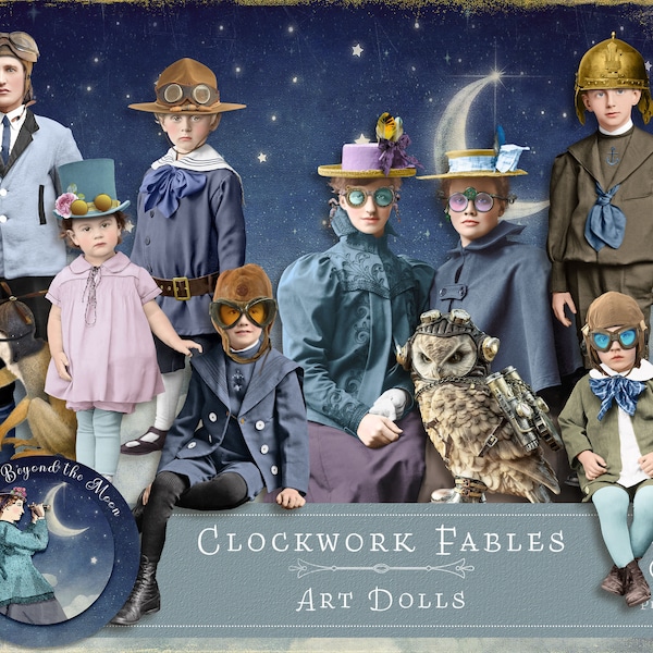 Clockwork Fables Art Dolls // Inspiré de Steampunk // Téléchargement instantané Clip Art et Poupées en papier imprimables