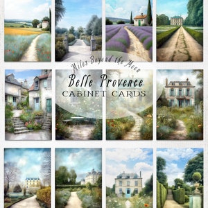 Belle Provence Cabinet Cards// Digital Printable Journal Cards// PNG Cards// Vintage French Countryside Backgrounds