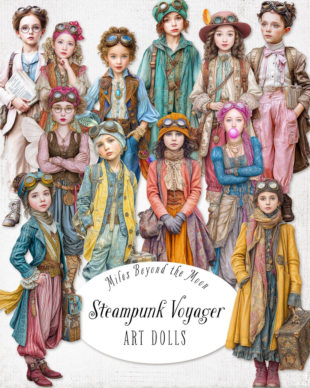 Steampunk Voyager Art Doll Kit // Digital Printable Paper Dolls //PNG ...