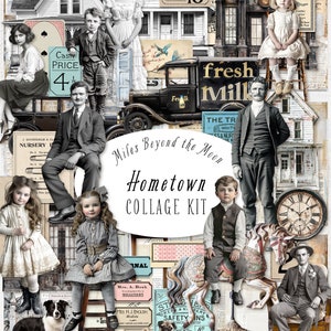 Collagekit geboorteplaats // Digitale afdrukbare kit // Collagepapier en ephemera// PNG-illustraties// Vintage Paper Dolls