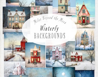Winterly BACKGROUNDS // Vintage Style Backgrounds for digital art, journals, cards and scrapbooking //  Printable or Digital Format