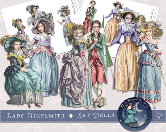 Lady Highsmith Art Dolls // Digital Printable Vintage Paper Dolls // Instant Download Clip Art and Printable Images