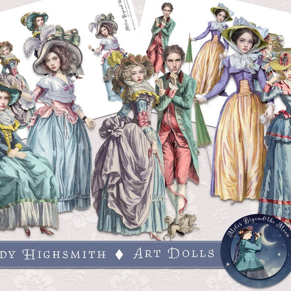 Lady Highsmith Art Dolls // Digital Printable Vintage Paper Dolls // Instant Download Clip Art and Printable Images