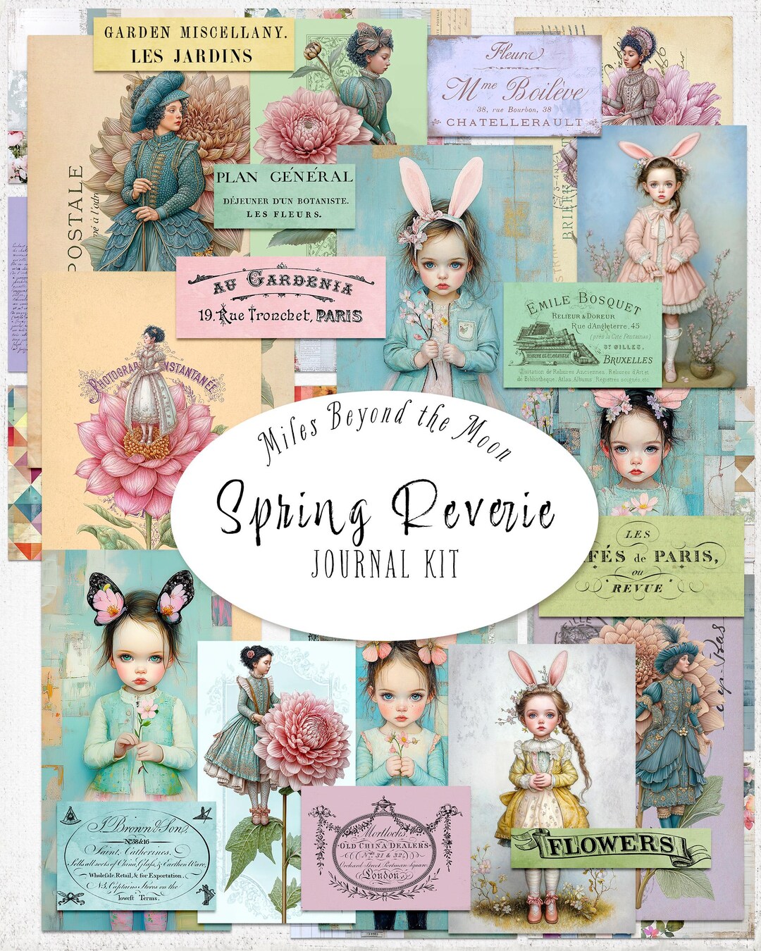 Spring Reverie Spring Reverie Journal Kit: Printable Ephemera, Paper Dolls (digital ...