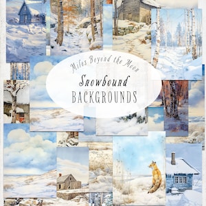 Arrière-plans enneigés / arrière-plans de collage imprimables ou cartes de visite prêtes à imprimer / / arrière-plans d'art numérique hiver