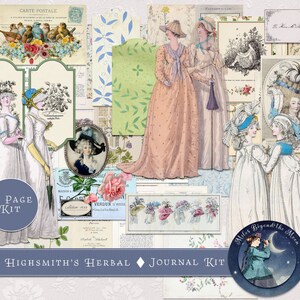 Lady Highsmith Herbal Journal Kit: Printable Junk Journal e Ephemera Kit // download instantâneo // diário com tema botânico