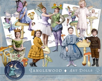 Tanglewood Art Dolls // Digital Printable Paper Dolls // PNG Clip Art// Vintage and Whimsical Fairies and Ephemera// Instant Download