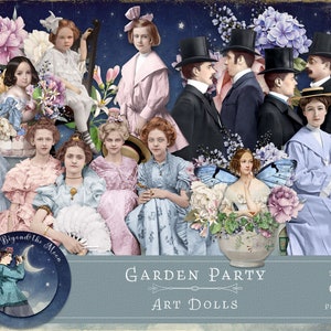 Garden Party Art Dolls//Digital Paper Dolls in 2 formats// digital clipart and printable collage sheets perfect for papercrafting