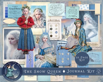 The Snow Queen Journal Kit:  Printable Junk Journal and Ephemera Kit// instant download you print// vintage winter-themed journal