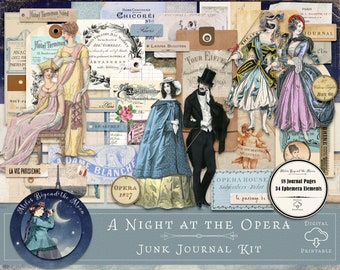 A Night at the Opera: Printable Junk Journal and Ephemera Kit// instant download// collage sheets// digital kit for journaling and art