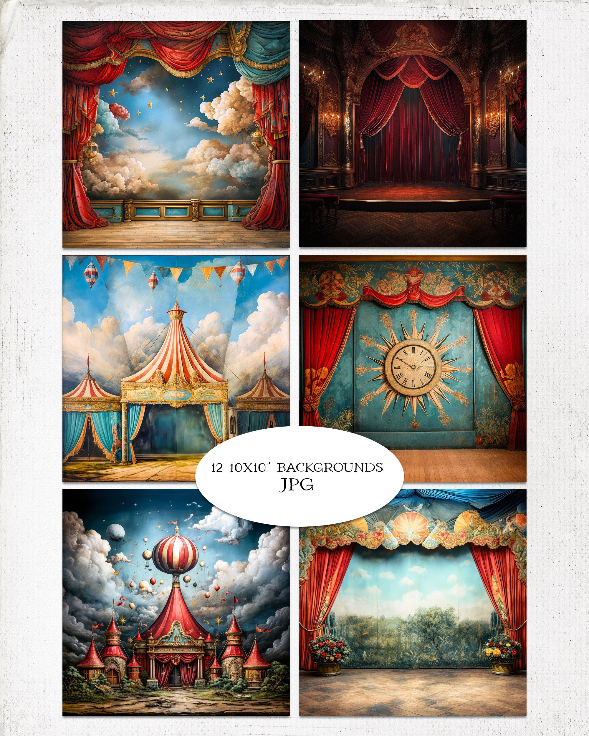 Vintage Circus Backgrounds: Printable Collage Art (digital Download) - Etsy