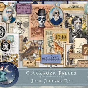 Clockwork Fables Junk Journal Kit:  Steampunk Inspired Printable Junk Journal and Ephemera Kit// instant download
