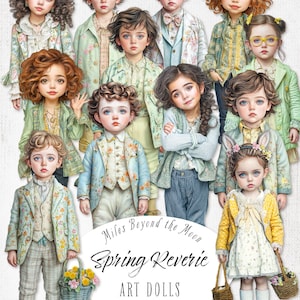 Frühling Reverie Art Doll Kit // Digital bedruckbare Papierpuppen // PNG Clip Art // Skurrile Papierpuppen // Digitale Collage Sheets // Junk Journal