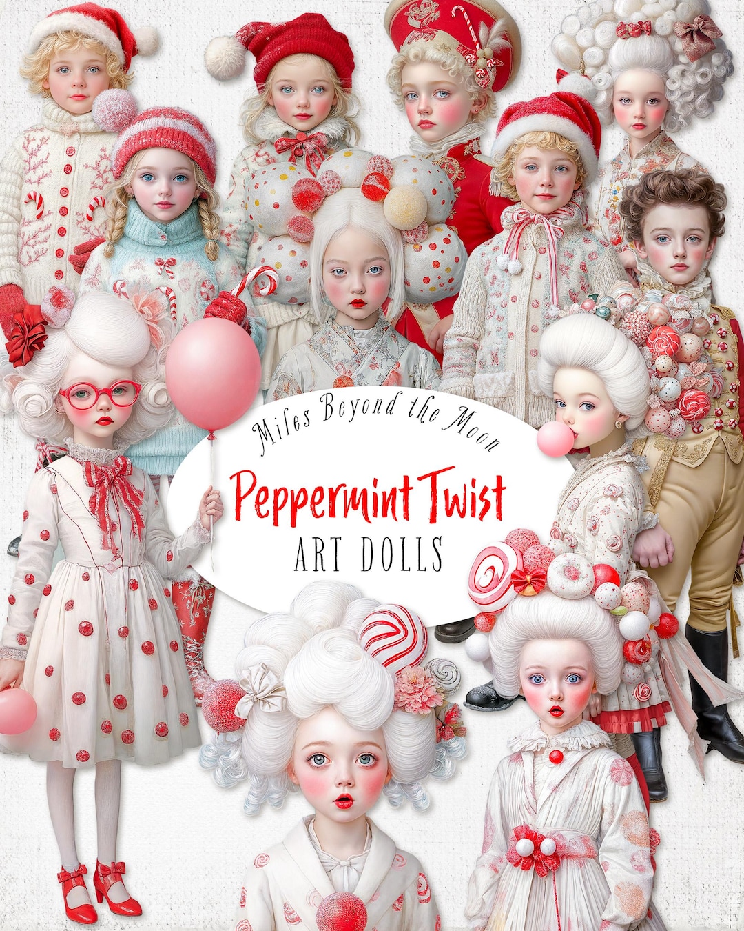 Peppermint Twist Art Doll Kit: Winter Paper Dolls (digital Download) - Etsy