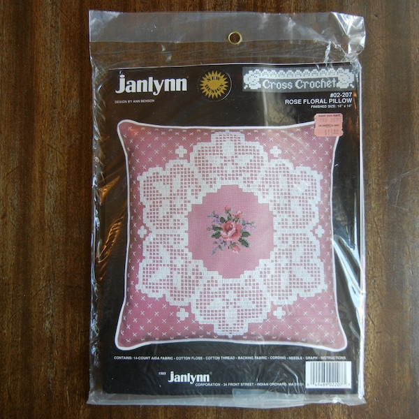 Rose Floral Pillow ~ Cross Crochet by Janlynn 1989