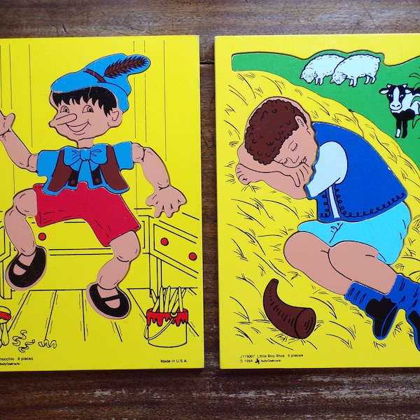 Judy Instructo Masonite Preschool Puzzles ~ Pinocchio and Little Boy Blue