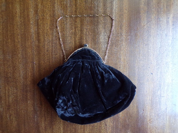 Antique Black Velvet Purse - image 1