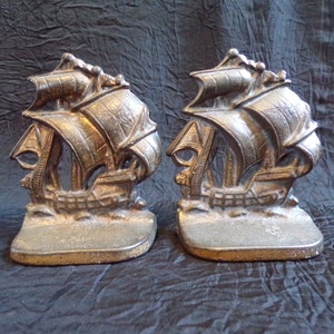 Cast Brass Ship Book Ends
