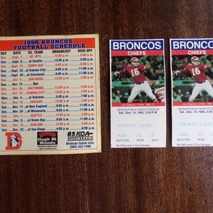 Denver Broncos Ticket Stubs and Magnet Schedule