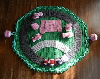 Racetrack Take and Play Mat ~ Drawstring Bag ~ 8 Pieces Crochet