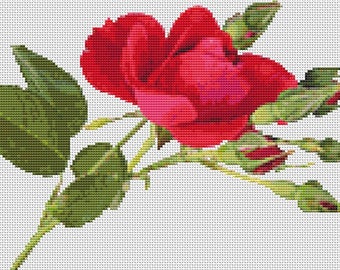 Red Rose Counted Cross Stitch Chart