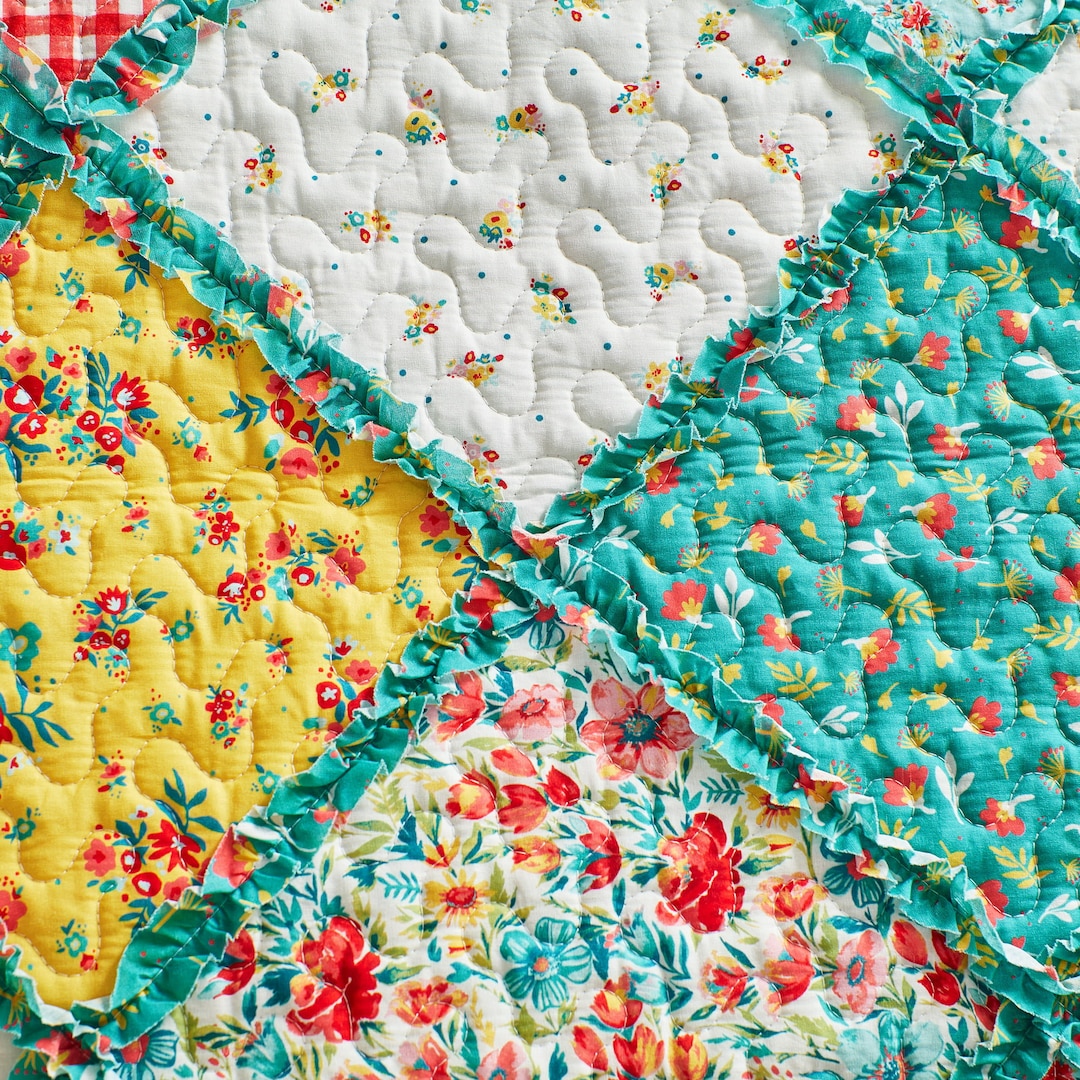 Vintage Style Queen Cotton Quilt With Shams 3piece Bedding Etsy