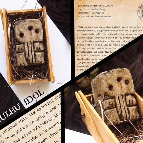 Cthulhu Clay Idol & Letter