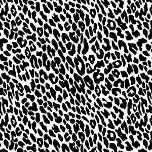 May include: Black and white seamless pattern with a leopard print design.
