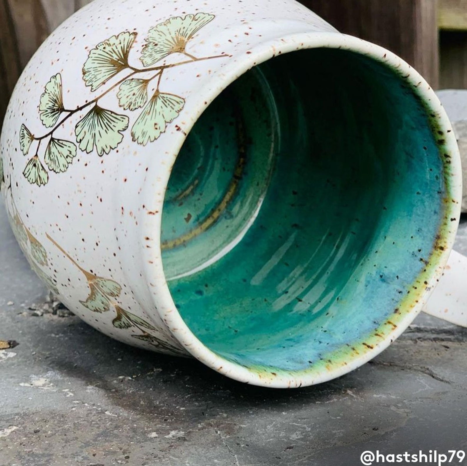 Ceramic Decal Overglaze Teal & Gold Leaf Etsy