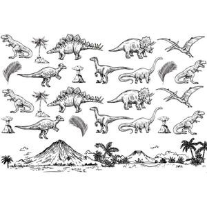 Ceramic Decals, Underglaze Transfer - Dinosaurs