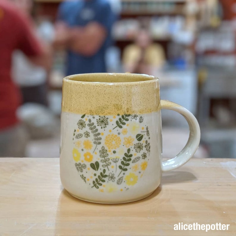 Ceramic Underglaze Decal Yellow Flower and leaf Etsy