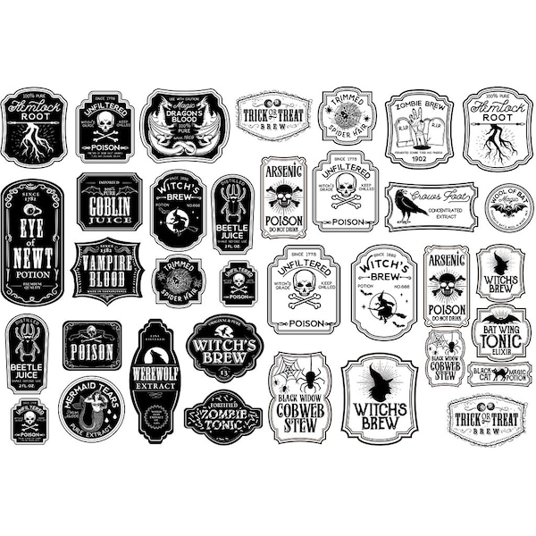 Ceramic Decal, Underglaze Transfer - Potion Label Halloween