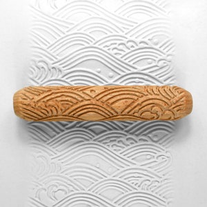 Clay Texture Roller, Pottery Hand Roller, Pastry texture Roller - Ocean Ripple
