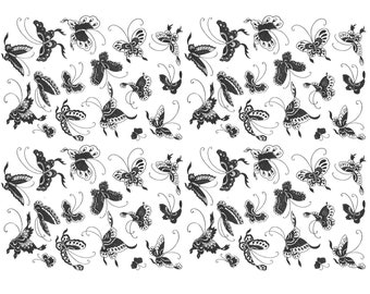 Ceramic Decal, Underglaze Transfer - Butterfly decal 4