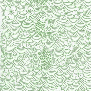 Ceramic Decal, Underglaze Transfer Asian Carpe 01 Green