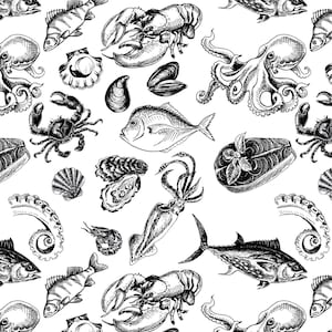 Keramische sticker, transfer onderglazuur - oceaanschelpvis