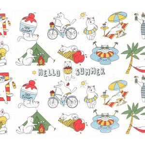 Ceramic Underglaze Decal, Underglaze transfers, Ceramic decal - Summer Cat