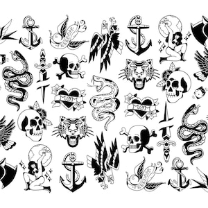 Ceramic Decals, Underglaze Transfer - Vintage Tattoo