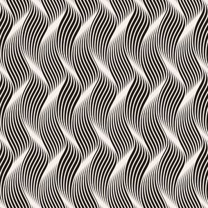 Puede incluir: Patrón abstracto de líneas onduladas en blanco y negro. Las líneas son finas y crean un patrón repetitivo de ondas.