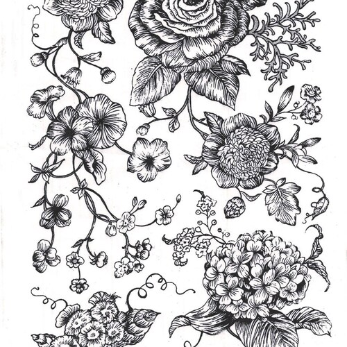 Ceramic Decal Underglaze Transfer Flower 09 Etsy