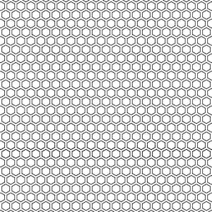 Puede incluir: Un patrón blanco y negro de hexágonos repetidos.