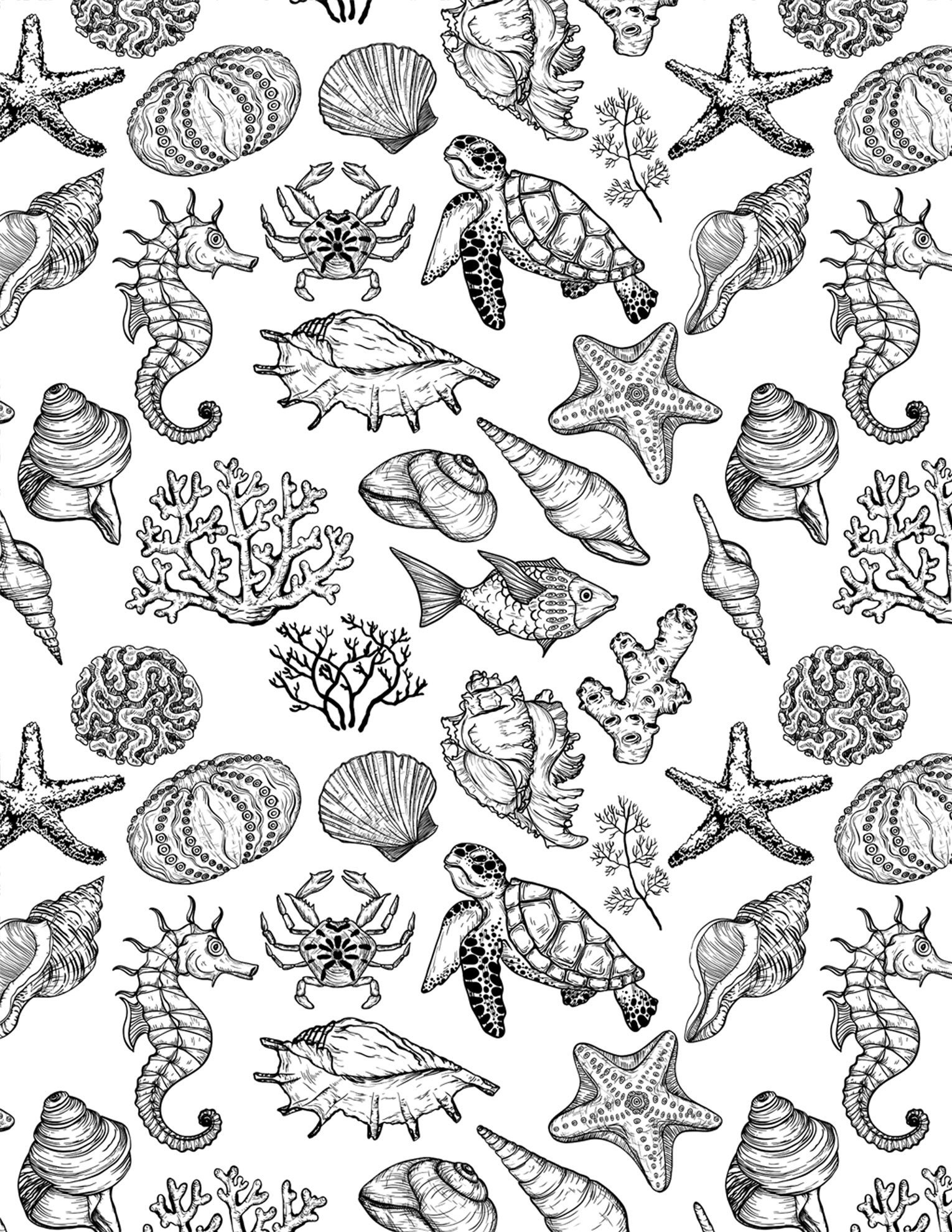 Ceramic Decal, Underglaze Transfer - Ocean - Mix Creature