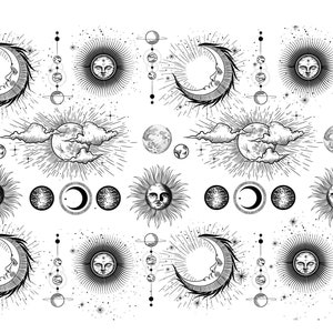 Ceramic Decal, Underglaze Transfer - Sun and Moon