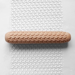 Clay Texture Roller, Pottery Hand Roller, Pastry texture Roller - Triangle weave