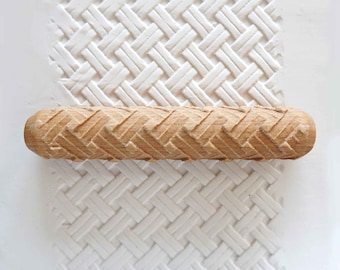 Rodillo para textura de arcilla, rodillo manual para cerámica, rodillo para textura de pastelería - Tejido