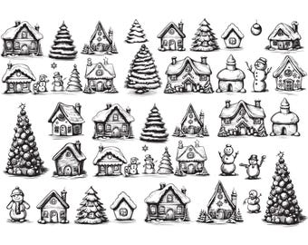 Ceramic Decals, Underglaze Transfer - Winter House