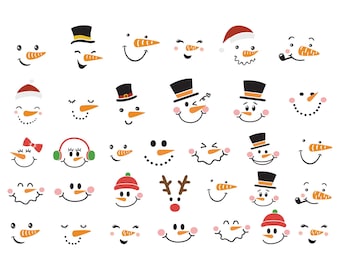 Ceramic Underglaze Decal, Underglaze transfers, Ceramic decal - Snowman faces