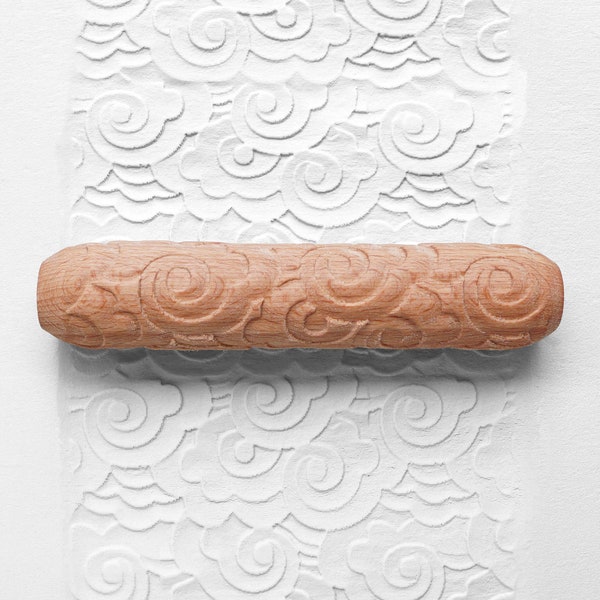 Clay Texture Roller, Pottery Hand Roller, Pastry texture Roller - Clouds