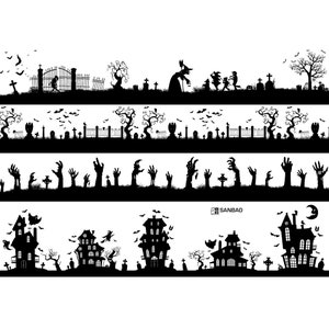 Ceramic Decal, Underglaze Transfer - Haunted House Halloween